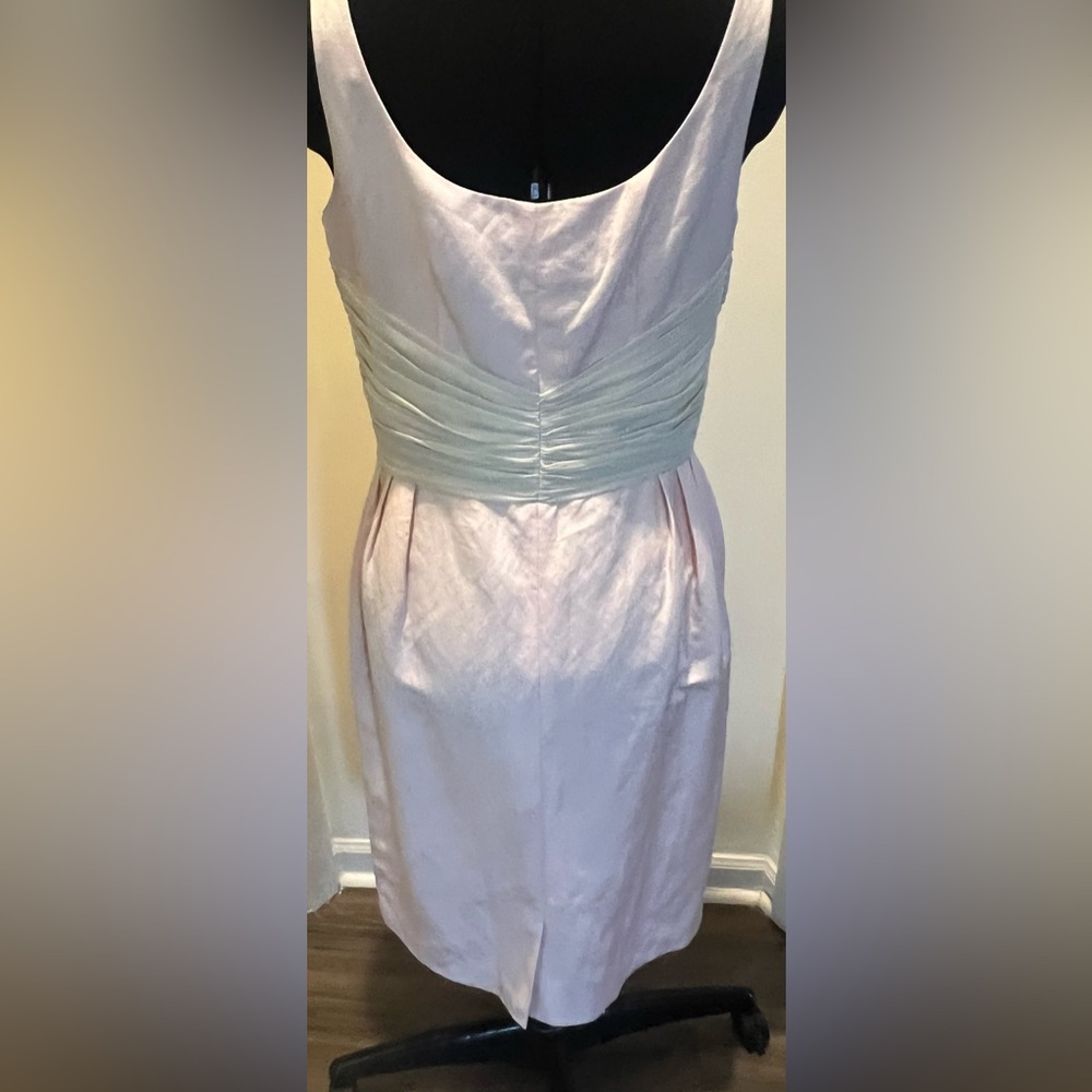 NWOT J. Peterman Silk/Linen Lt. Pink and Tan/Cream Silk Chiffon Trim Dress 👗 - Picture 4 of 4
